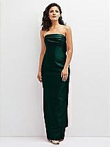 Front View Thumbnail - Evergreen Strapless Draped Bodice Column Dress with Oversized Bow