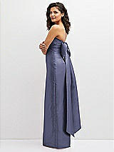 Side View Thumbnail - French Blue Strapless Draped Bodice Column Dress with Oversized Bow