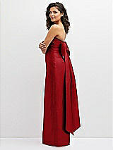 Side View Thumbnail - Garnet Strapless Draped Bodice Column Dress with Oversized Bow