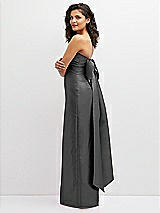 Side View Thumbnail - Gunmetal Strapless Draped Bodice Column Dress with Oversized Bow