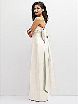 Side View Thumbnail - Ivory Strapless Draped Bodice Column Dress with Oversized Bow