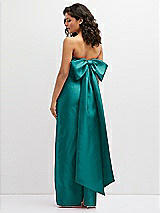 Rear View Thumbnail - Jade Strapless Draped Bodice Column Dress with Oversized Bow