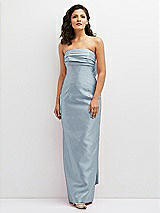 Front View Thumbnail - Mist Strapless Draped Bodice Column Dress with Oversized Bow