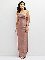 Front View Thumbnail - Neu Nude Strapless Draped Bodice Column Dress with Oversized Bow