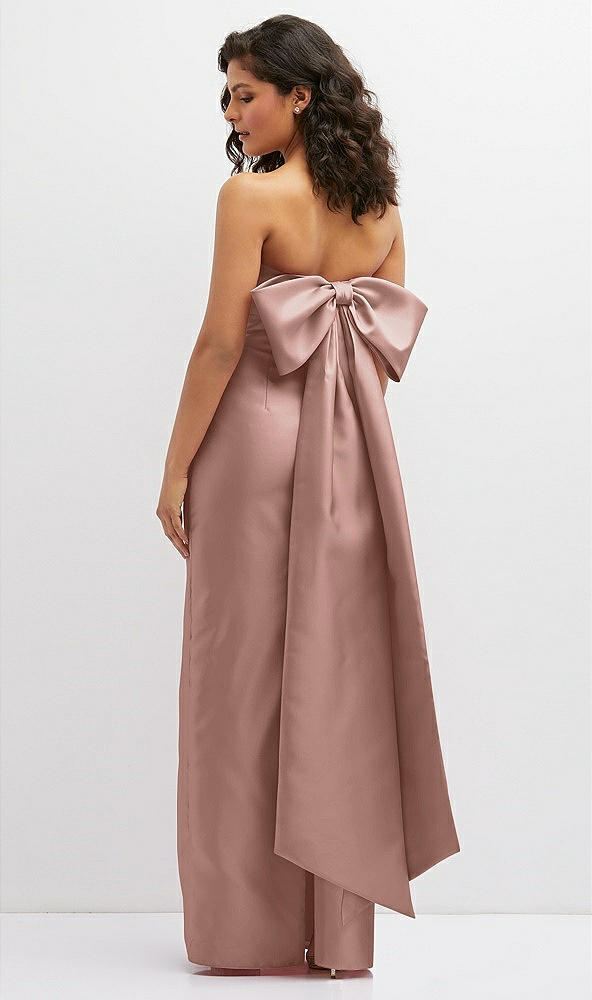 Back View - Neu Nude Strapless Draped Bodice Column Dress with Oversized Bow