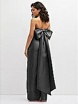 Rear View Thumbnail - Pewter Strapless Draped Bodice Column Dress with Oversized Bow
