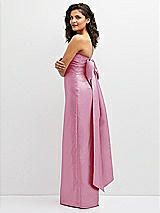 Side View Thumbnail - Powder Pink Strapless Draped Bodice Column Dress with Oversized Bow
