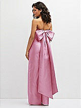 Rear View Thumbnail - Powder Pink Strapless Draped Bodice Column Dress with Oversized Bow