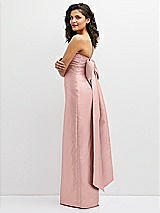 Side View Thumbnail - Rose - PANTONE Rose Quartz Strapless Draped Bodice Column Dress with Oversized Bow