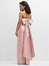 Rear View Thumbnail - Rose - PANTONE Rose Quartz Strapless Draped Bodice Column Dress with Oversized Bow
