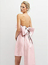 Alt View 1 Thumbnail - Ballet Pink Strapless Satin Column Mini Dress with Oversized Bow