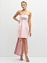 Front View Thumbnail - Ballet Pink Strapless Satin Column Mini Dress with Oversized Bow