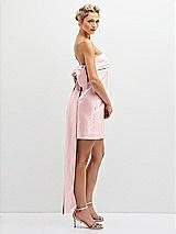 Side View Thumbnail - Ballet Pink Strapless Satin Column Mini Dress with Oversized Bow