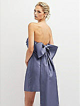 Alt View 1 Thumbnail - French Blue Strapless Satin Column Mini Dress with Oversized Bow
