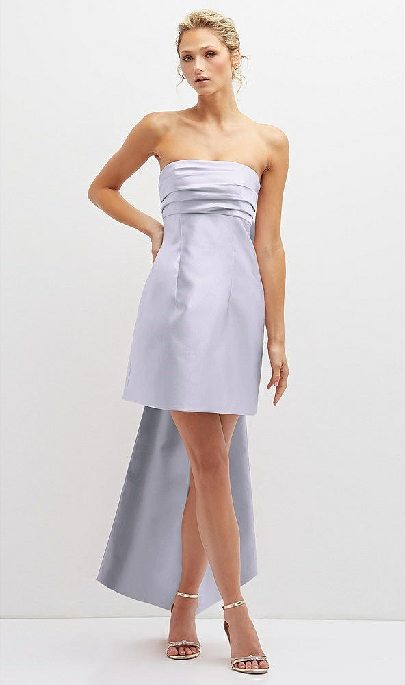 Front View - Silver Dove Strapless Satin Column Mini Dress with Oversized Bow
