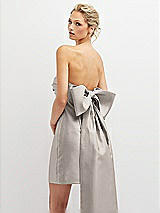 Alt View 1 Thumbnail - Taupe Strapless Satin Column Mini Dress with Oversized Bow