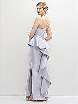 Rear View Thumbnail - Silver Dove Strapless Satin Maxi Dress with Cascade Ruffle Peplum Detail