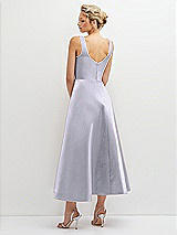 Rear View Thumbnail - Silver Dove Square Neck Satin Midi Dress with Full Skirt & Pockets