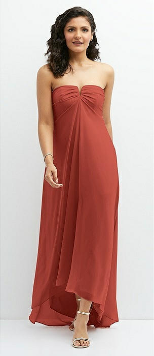 Flutter Sleeve Scoop Open-back Chiffon Maxi Bridesmaid Dress In Amber  Sunset