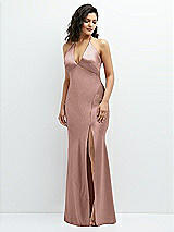 Front View Thumbnail - Neu Nude Plunge Halter Open-Back Maxi Bias Dress with Low Tie Back