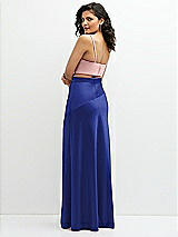 Rear View Thumbnail - Cobalt Blue & Rose - PANTONE Rose Quartz Satin Mix-and-Match High Waist Seamed Bias Skirt with Slit 