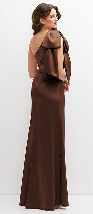 One-shoulder Satin Maxi Bridesmaid Dress With Chic Oversized 