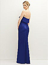 Rear View Thumbnail - Cobalt Blue Soft Ruffle Cuff Strapless Trumpet Dress with Front Slit