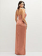Rear View Thumbnail - Copper Penny Asymmetrical Draped Pleat Wrap Satin Maxi Dress
