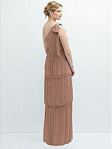 Rear View Thumbnail - Metallic Sienna Tiered Skirt Metallic Pleated One-Shoulder Bow Dress
