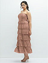 Side View Thumbnail - Metallic Sienna Ruffle Tiered Skirt Metallic Pleated Strapless Midi Dress