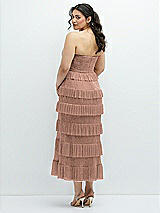 Rear View Thumbnail - Metallic Sienna Ruffle Tiered Skirt Metallic Pleated Strapless Midi Dress