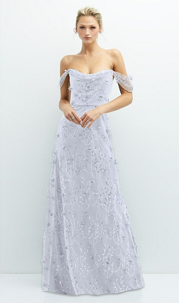 Front View - Silver Dove Off-the-Shoulder A-line 3D Floral Embroidered Dress