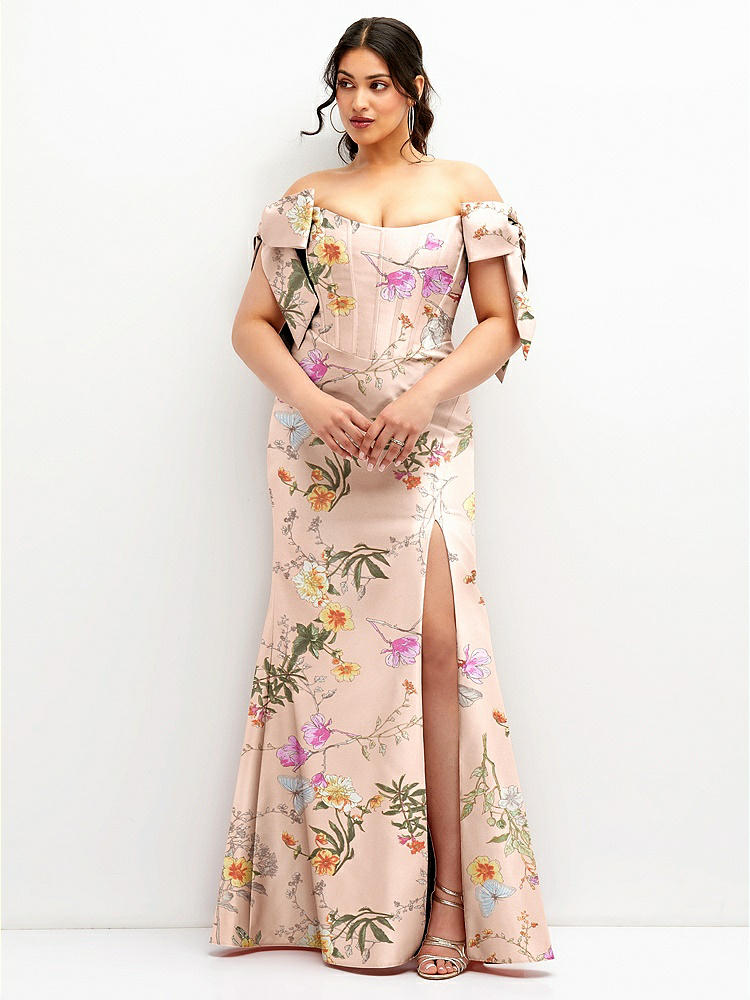 Sexy off shoulder butterflies floral printed maxi on sale dress