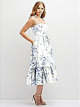 Side View Thumbnail - Cottage Rose Larkspur Floral Shirred Ruffle Hem Midi Dress with Self-Tie Spaghetti Straps and Pockets