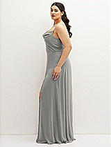 Side View Thumbnail - Chelsea Gray Soft Cowl-Neck A-Line Maxi Dress with Adjustable Straps