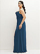 Side View Thumbnail - Dusk Blue Soft Cowl-Neck A-Line Maxi Dress with Adjustable Straps