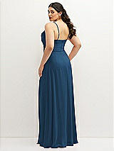 Rear View Thumbnail - Dusk Blue Soft Cowl-Neck A-Line Maxi Dress with Adjustable Straps
