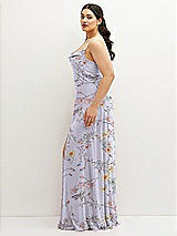 Side View Thumbnail - Butterfly Botanica Silver Dove Soft Cowl-Neck A-Line Maxi Dress with Adjustable Straps