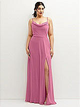 Front View Thumbnail - Orchid Pink Soft Cowl-Neck A-Line Maxi Dress with Adjustable Straps