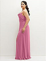 Side View Thumbnail - Orchid Pink Soft Cowl-Neck A-Line Maxi Dress with Adjustable Straps