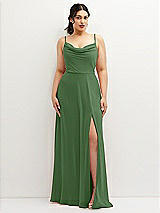 Front View Thumbnail - Vineyard Green Soft Cowl-Neck A-Line Maxi Dress with Adjustable Straps