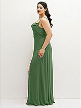 Side View Thumbnail - Vineyard Green Soft Cowl-Neck A-Line Maxi Dress with Adjustable Straps