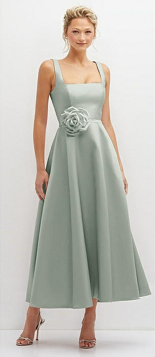 Dessy Willow Green Wide Strap Bridesmaid Dresses