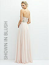 Alt View 1 Thumbnail - Cashmere Gray Strapless Floral Embroidered Corset Maxi Dress with Chiffon Skirt
