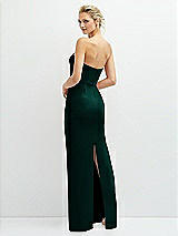 Rear View Thumbnail - Evergreen Rhinestone Bow Trimmed Peek-a-Boo Deep-V Maxi Dress with Pencil Skirt