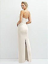 Rear View Thumbnail - Ivory Rhinestone Bow Trimmed Peek-a-Boo Deep-V Maxi Dress with Pencil Skirt