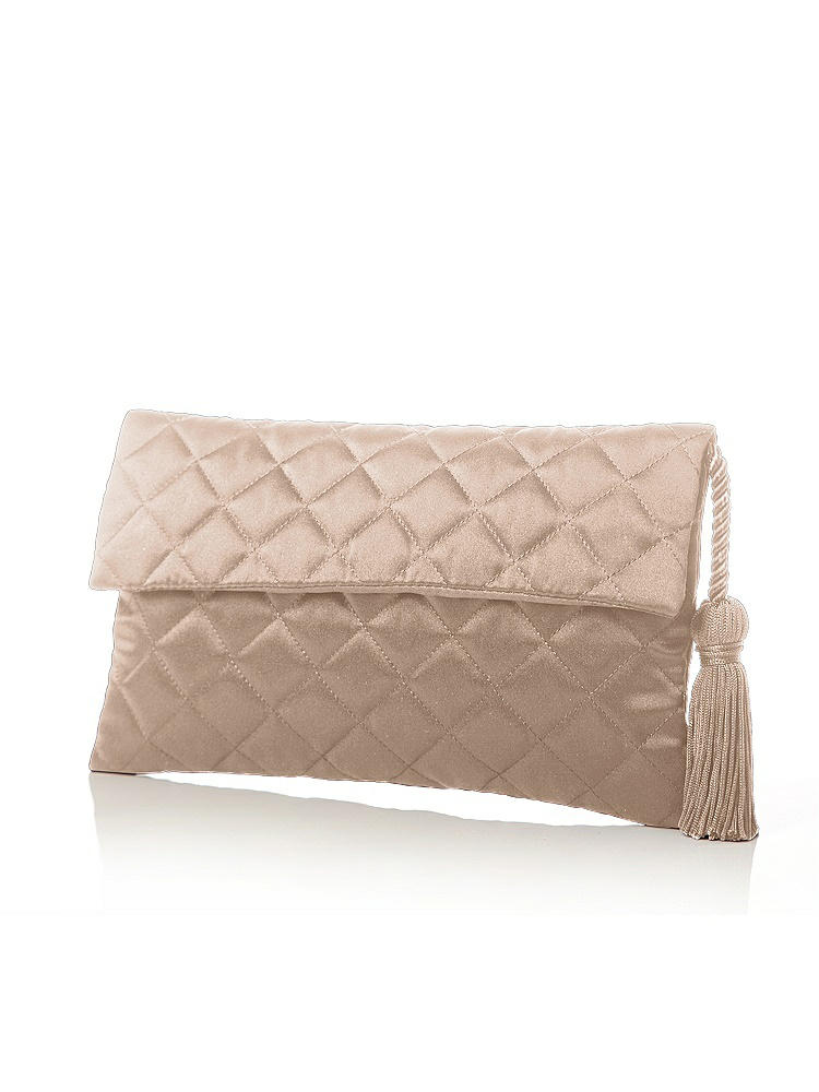 Front View - Topaz Quilted Envelope Clutch with Tassel Detail