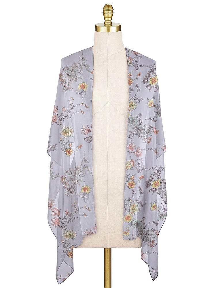 Front View - Butterfly Botanica Silver Dove Lux Chiffon Stole