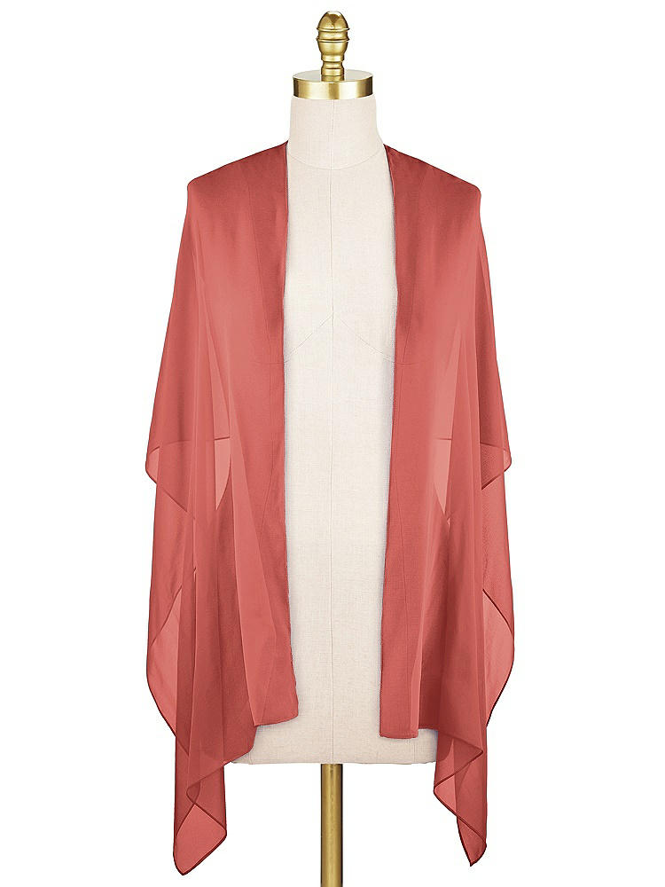 Front View - Coral Pink Lux Chiffon Stole
