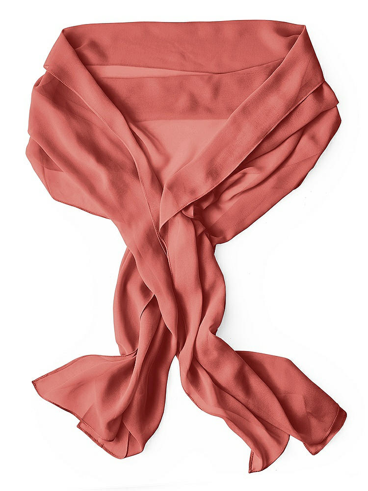 Back View - Coral Pink Lux Chiffon Stole